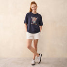 Scotland Unisex Rainbow Highland Cow Graphic T-Shirt – Navy - Heritage Of Scotland - XS
