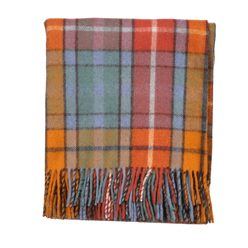 Scottish Highland Tartan Wool Blend Blanket Throw - BUCHANAN ANCIENT - Heritage Of Scotland -
