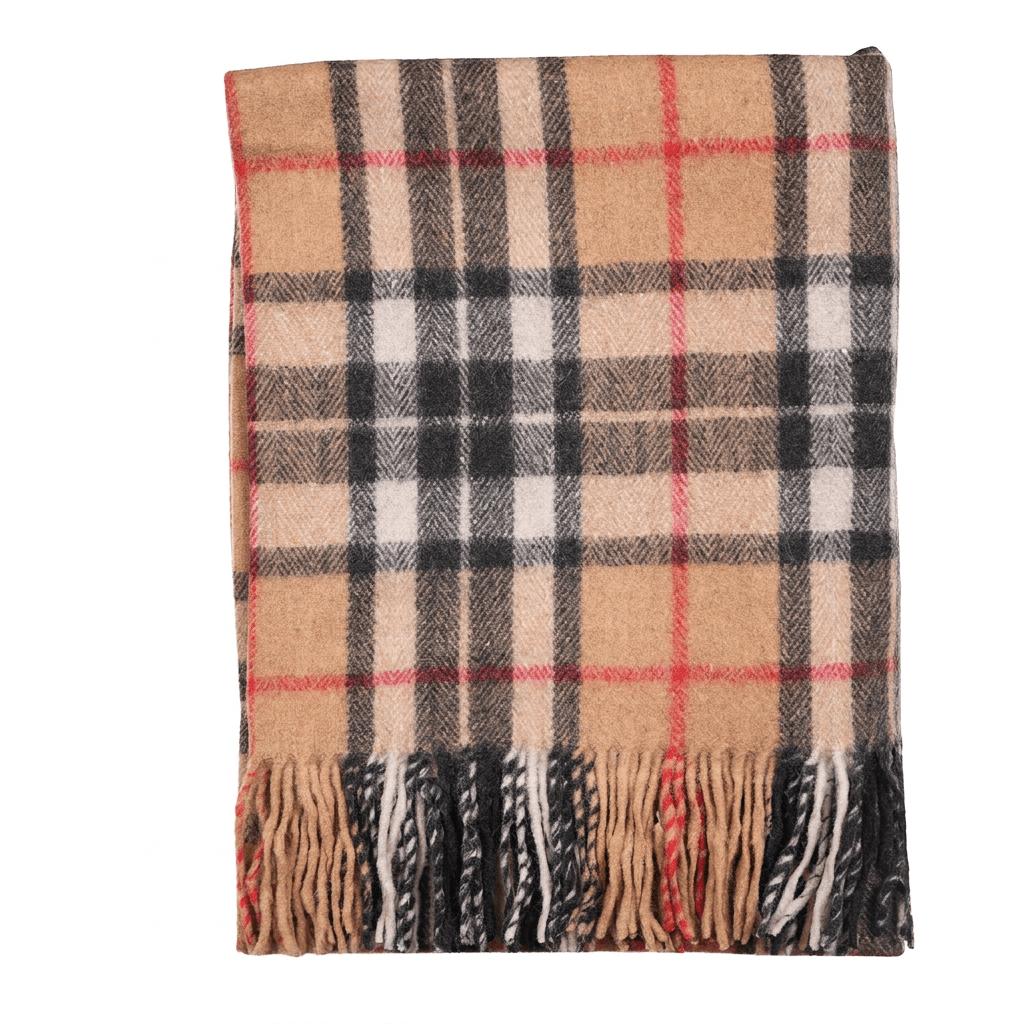 Scottish Highland Tartan Wool Blend Blanket Throw - THOMSON CAMEL - Heritage Of Scotland -