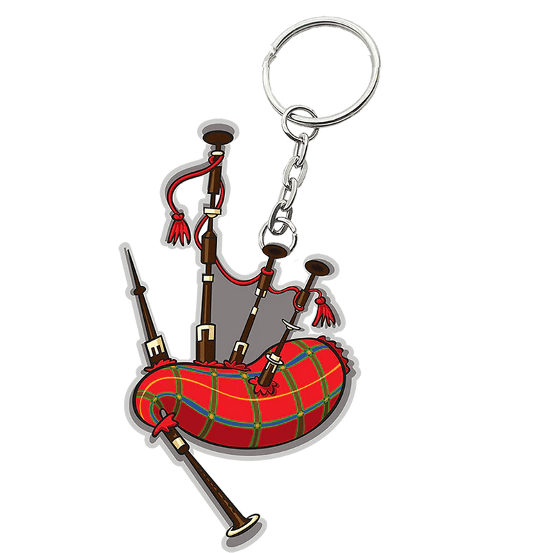 Scottish Metal & Epoxy Keyrings – Piper, Nessie, Bagpipes or Coo - Heritage Of Scotland - Bagpipes