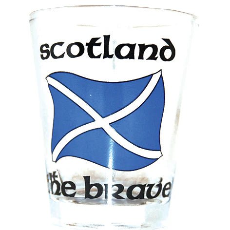 Scottish Shot Glasses – Saltire, Nessie, Piper, Coo & More - Heritage Of Scotland - Saltire 'Scotland the Brave'