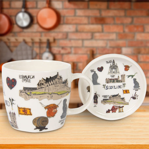 Scottish Sketch Mug & Coaster - Heritage Of Scotland - N/A