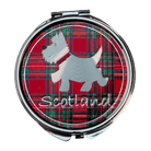 Scottish Tartan Compact Mirror – Westie & Highland Coo Travel Mirror - Heritage Of Scotland - Red Tartan Westie