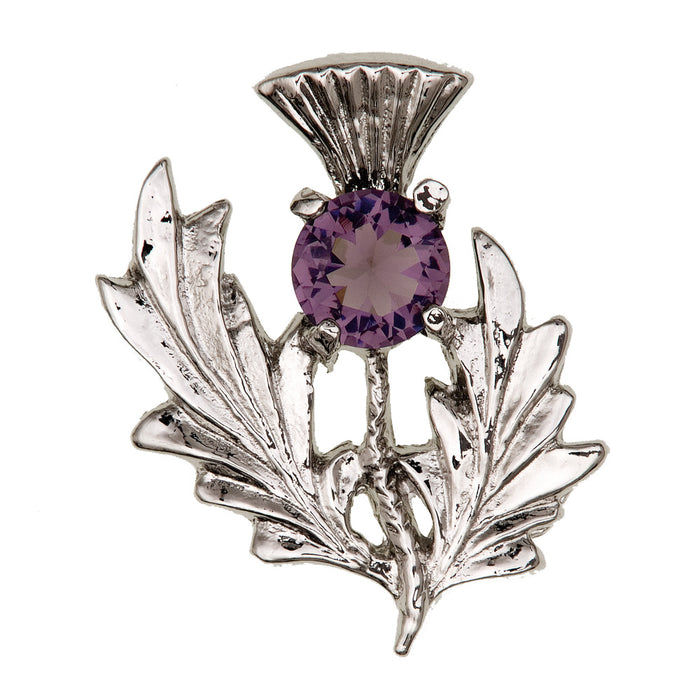 Scottish Thistle Brooch Dark Amethyst - Heritage Of Scotland - DARK AMETHYST