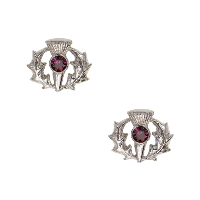 Scottish Thistle Earrings Dark Amethyst - Heritage Of Scotland - DARK AMETHYST