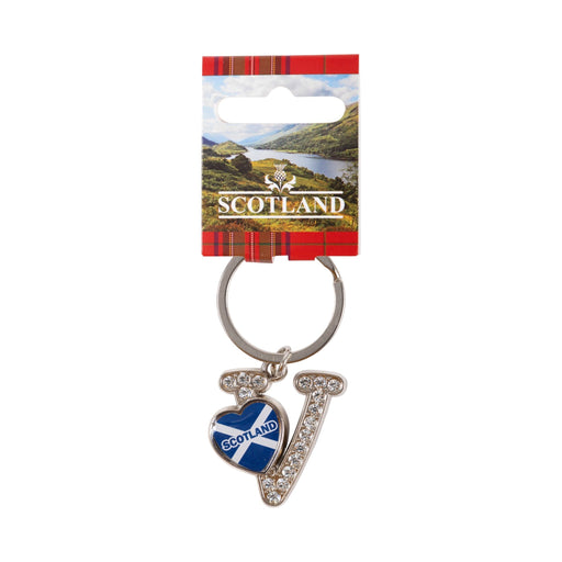 Sct Diamond Alpahbet Keyring - V - Heritage Of Scotland - NA