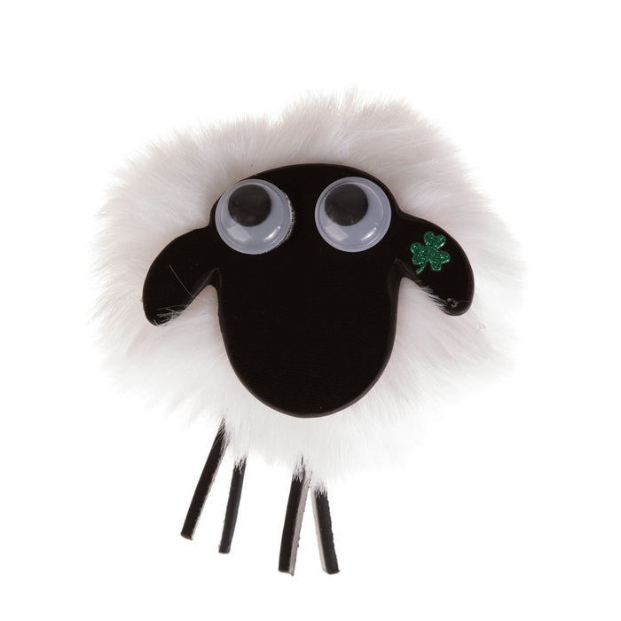 Shamrock White Sheep Pom Pom Magnet - Heritage Of Scotland - NA