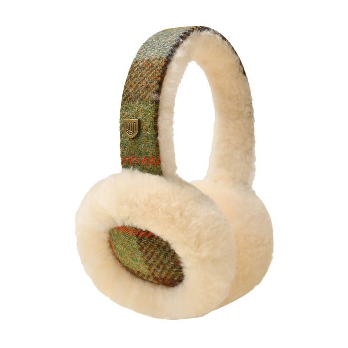 Sheepskin Earmuffs Chestnut Blue Tartan - Heritage Of Scotland - CHESTNUT BLUE TARTAN