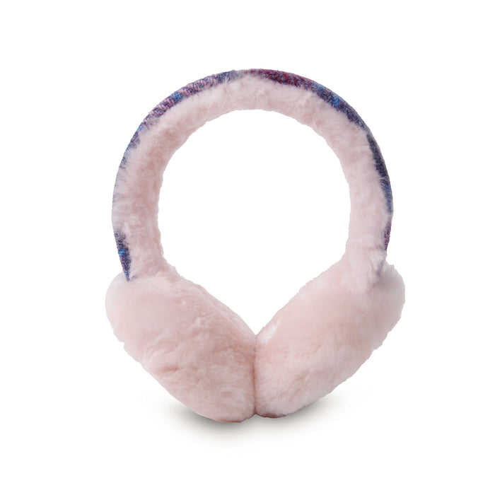 Sheepskin Earmuffs Pink Blue Tartan - Heritage Of Scotland - PINK BLUE TARTAN