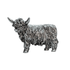 Silver Highland Coo Figurine – Metallic Polyresin Collectible (8 cm & 12 cm) - Heritage Of Scotland - 8 cm