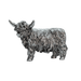 Silver Highland Coo Figurine – Metallic Polyresin Collectible (8 cm & 12 cm) - Heritage Of Scotland - 8 cm