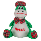 Sitting Nessie Plush – 23cm Soft Toy with Tartan Bow, Feet & Hat - Heritage Of Scotland - 23cm