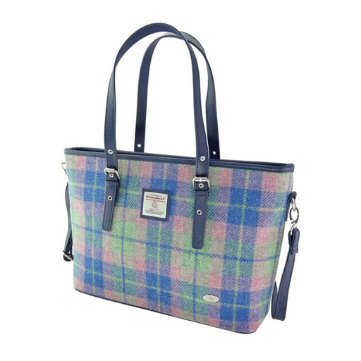 Spey Harris Tweed Tote Bag Faded Pink/Blue - Heritage Of Scotland - FADED PINK/BLUE