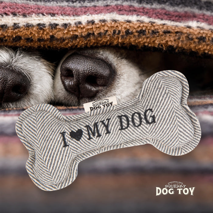 Squeaky Bone Dog Toy I Love My Dog - Heritage Of Scotland - I LOVE MY DOG