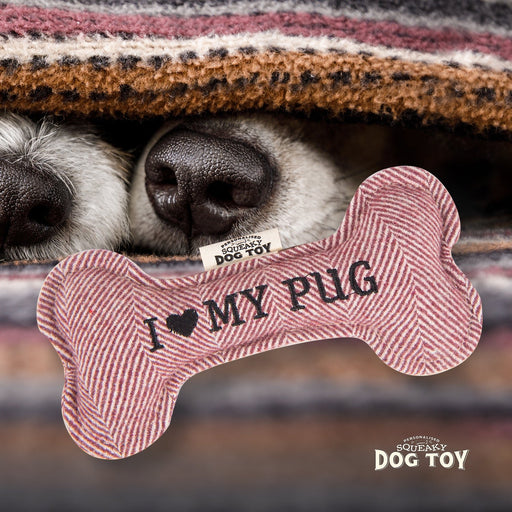 Squeaky Bone Dog Toy I Love My Pug - Heritage Of Scotland - I LOVE MY PUG