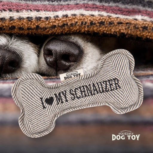 Squeaky Bone Dog Toy I Love My Schnauzer - Heritage Of Scotland - I LOVE MY SCHNAUZER