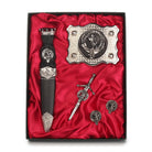 Stewart Clan Badge, Kilt Pin, Lapel Pin, Cufflinks, Keyring/Key Fob & Gift Set — Fine Pewter by Art Pewter — Made in Scotland (Shiny Finish) - Heritage Of Scotland - Gift Set