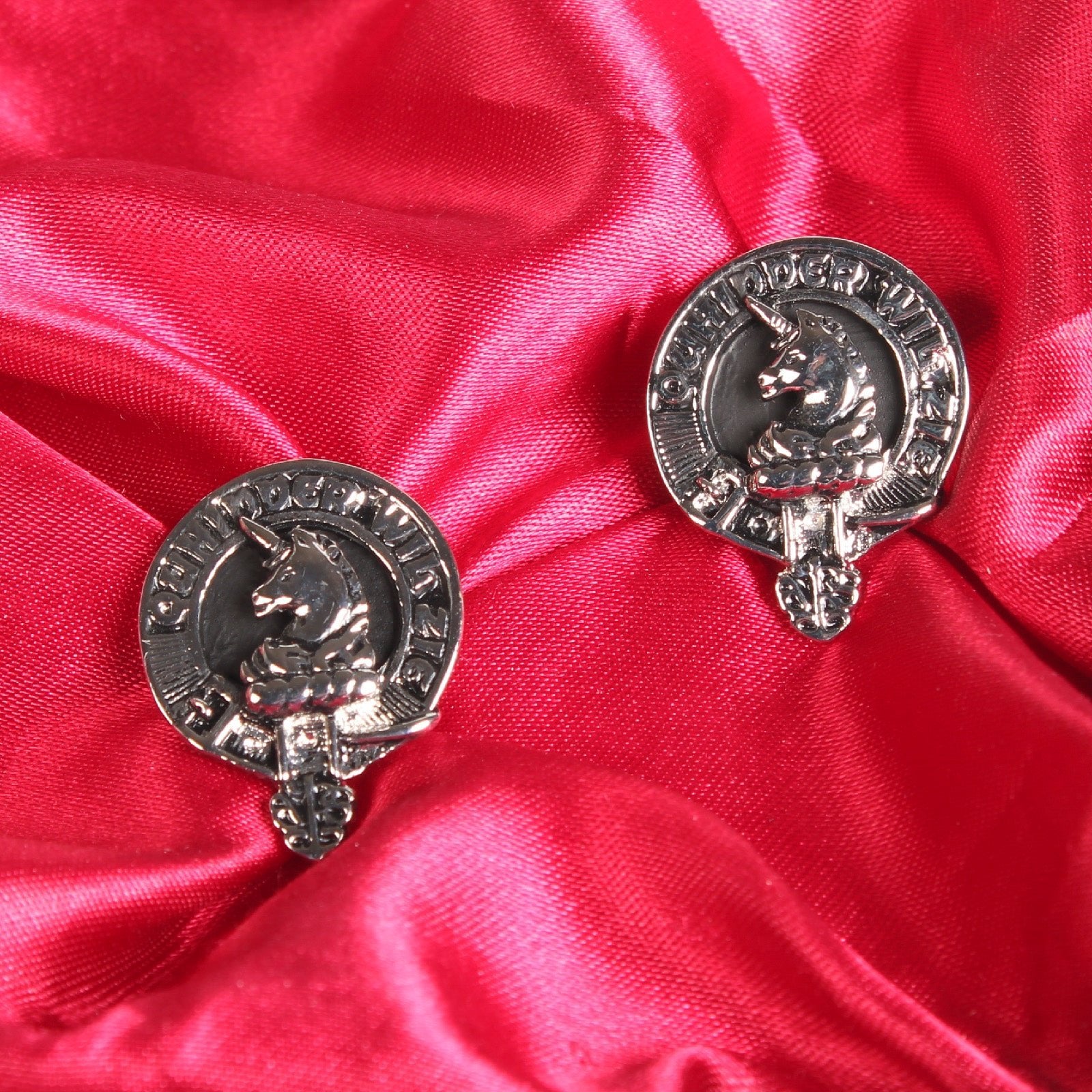 Stewart of Appin Clan Badge, Kilt Pin, Lapel Pin, Cufflinks, Keyring/Key Fob & Gift Set — Fine Pewter by Art Pewter — Made in Scotland (Shiny Finish) - Heritage Of Scotland - Cufflinks