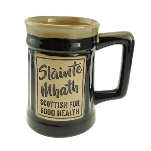 Stoneware Beer Mug with Scottish Cheers – Slàinte Mhath - Heritage Of Scotland - Black