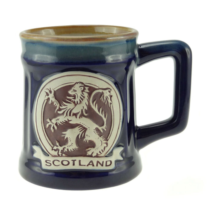 Stoneware Mug with Lion Rampant Design – Scottish Drinkware - Heritage Of Scotland - Blue