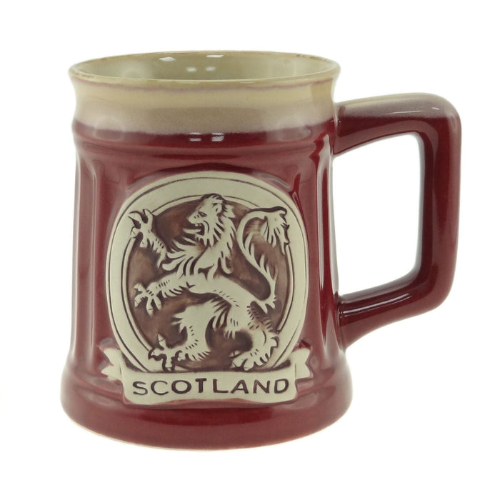 Stoneware Mug with Lion Rampant Design – Scottish Drinkware - Heritage Of Scotland - Red