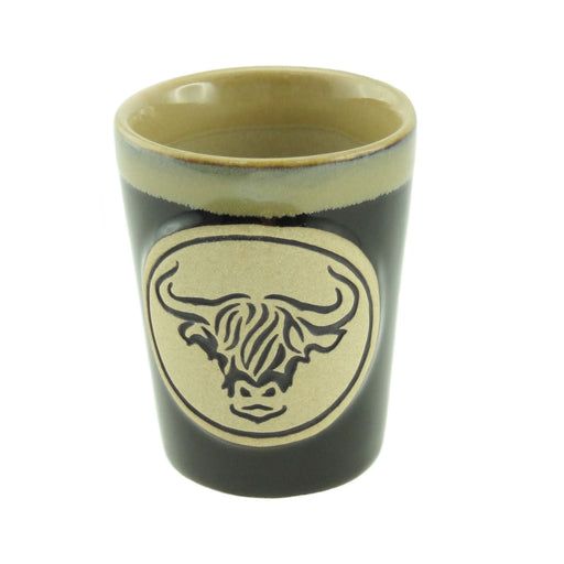 Stoneware Shot Cup Highland Cow Design – Fun Scottish Drinkware - Heritage Of Scotland - Black