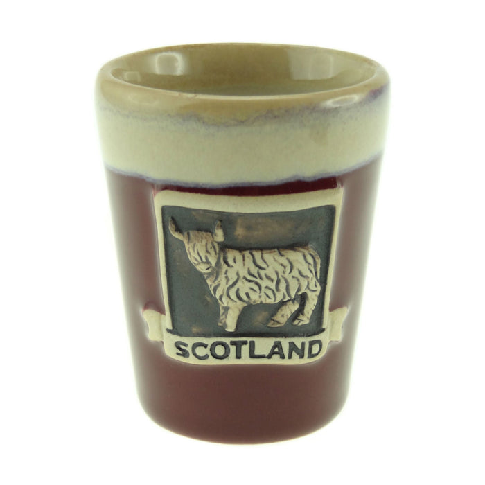 Stoneware Shot Cup Highland Cow Original – Scottish Barware Gift - Heritage Of Scotland - Red