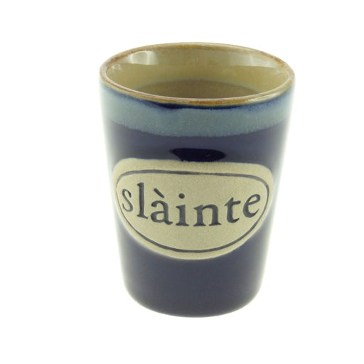 Stoneware Shot Cup – Slàinte Design for Scottish Cheer - Heritage Of Scotland - Blue