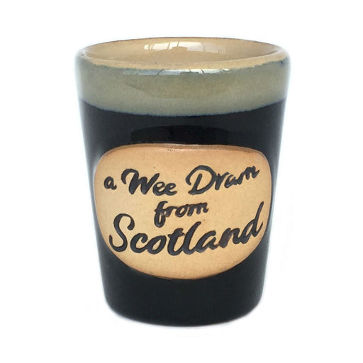 Stoneware Shot Cup with A Wee Dram from Scotland – Scottish Gift - Heritage Of Scotland - Black