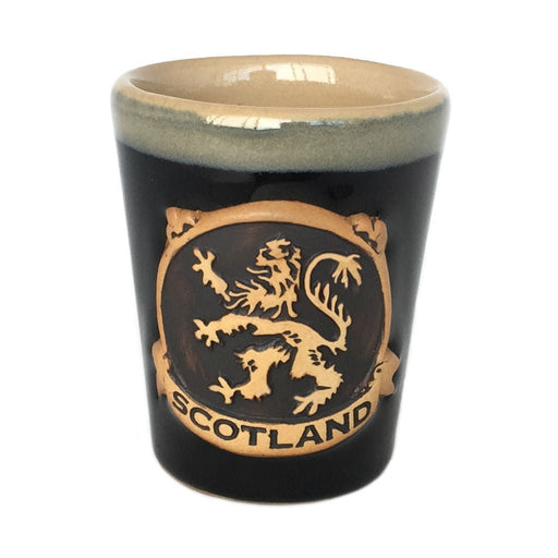 Stoneware Shot Cup with Lion Rampant and Scotland Banner – Scottish Gift - Heritage Of Scotland - Black