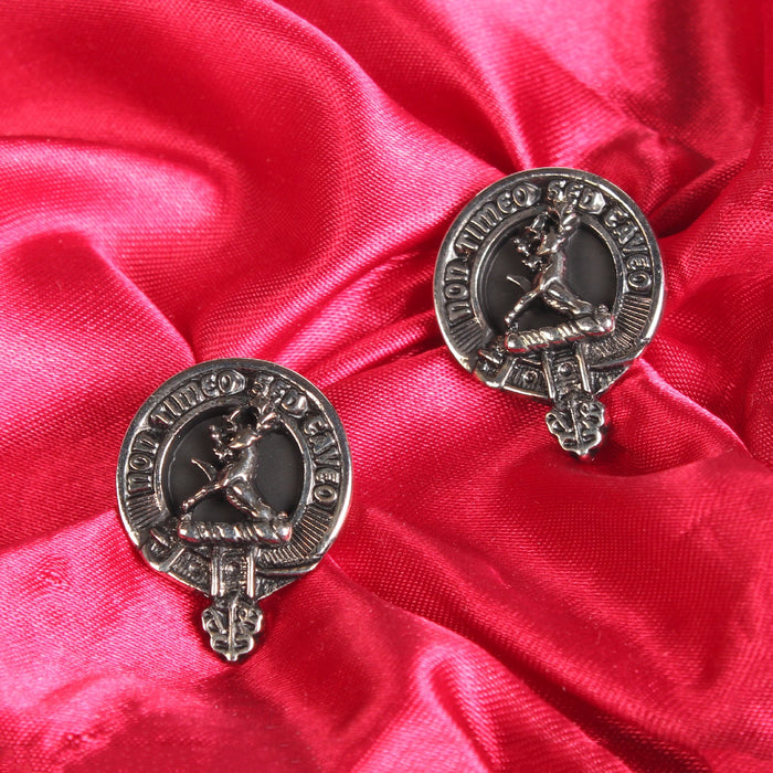 Strachan Clan Badge, Kilt Pin, Lapel Pin, Cufflinks, Keyring/Key Fob & Gift Set — Fine Pewter by Art Pewter — Made in Scotland (Shiny Finish) - Heritage Of Scotland - Cufflinks