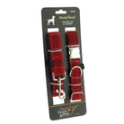 Stylish & Durable Luxury Harris Tweed Dog Collar & Lead Set in Red Check (COL102) - Heritage Of Scotland - Large