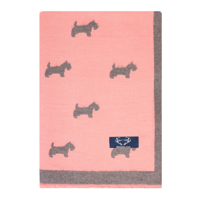 Supersoft Plain Scotty Dog Scarf - Heritage Of Scotland - PINK/GREY