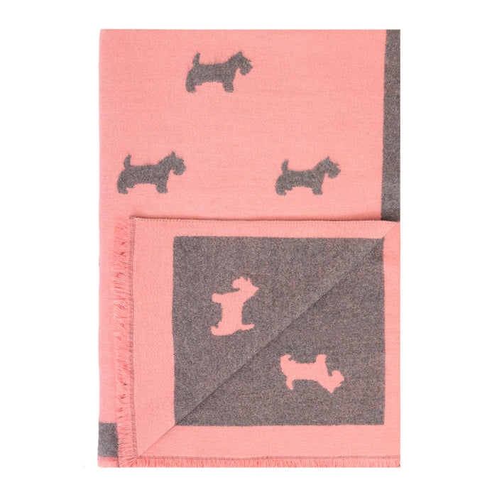 Supersoft Plain Scotty Dog Scarf - Heritage Of Scotland - PINK/GREY