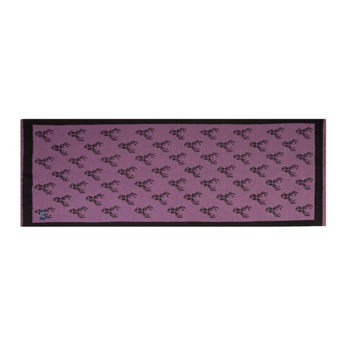 Supersoft Tartan Stag Scarf - Heritage Of Scotland - PURPLE/BLACK