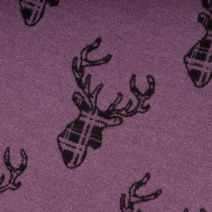 Supersoft Tartan Stag Scarf - Heritage Of Scotland - PURPLE/BLACK