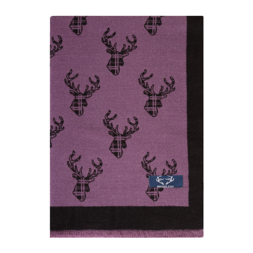 Supersoft Tartan Stag Scarf - Heritage Of Scotland - PURPLE/BLACK