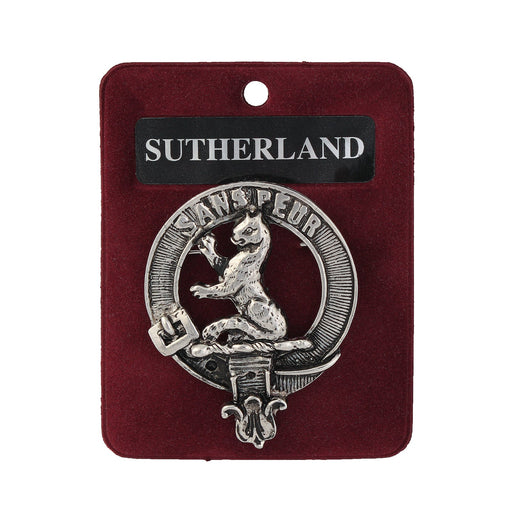Sutherland Clan Badge, Kilt Pin, Lapel Pin, Cufflinks, Keyring/Key Fob & Gift Set — Fine Pewter by Art Pewter — Made in Scotland (Shiny Finish) - Heritage Of Scotland - Badge