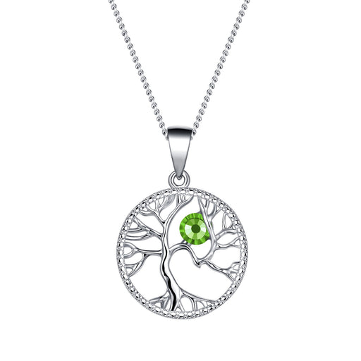 Swarovski Tree Life Birthstone Necklace - Heritage Of Scotland - AUGUST PERIDOT