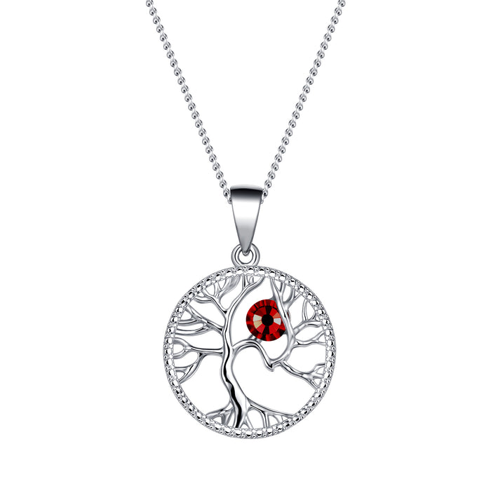 Swarovski Tree Life Birthstone Necklace - Heritage Of Scotland - JANUARY GARNET