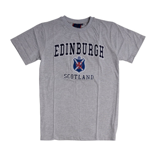 T-Shirt Emb. Edin/ Flag/ Shield/ Lion - Heritage Of Scotland - GREY