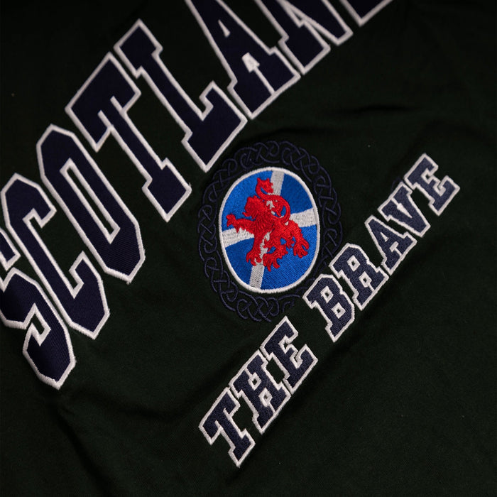 T-Shirt Emb. Scot/Celtic/ Flag/ Lion - Heritage Of Scotland - BOTTLE GREEN