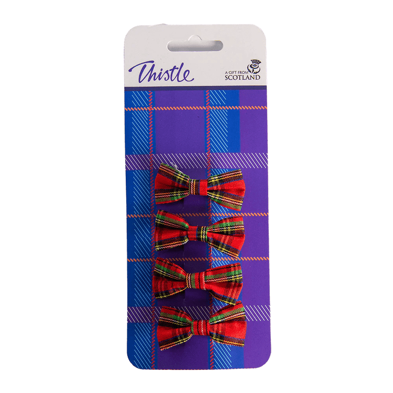 Tartan Bow Hair Clips – Set of 4 in Red, Purple, Green, or Pink Tartan - Heritage Of Scotland - Red