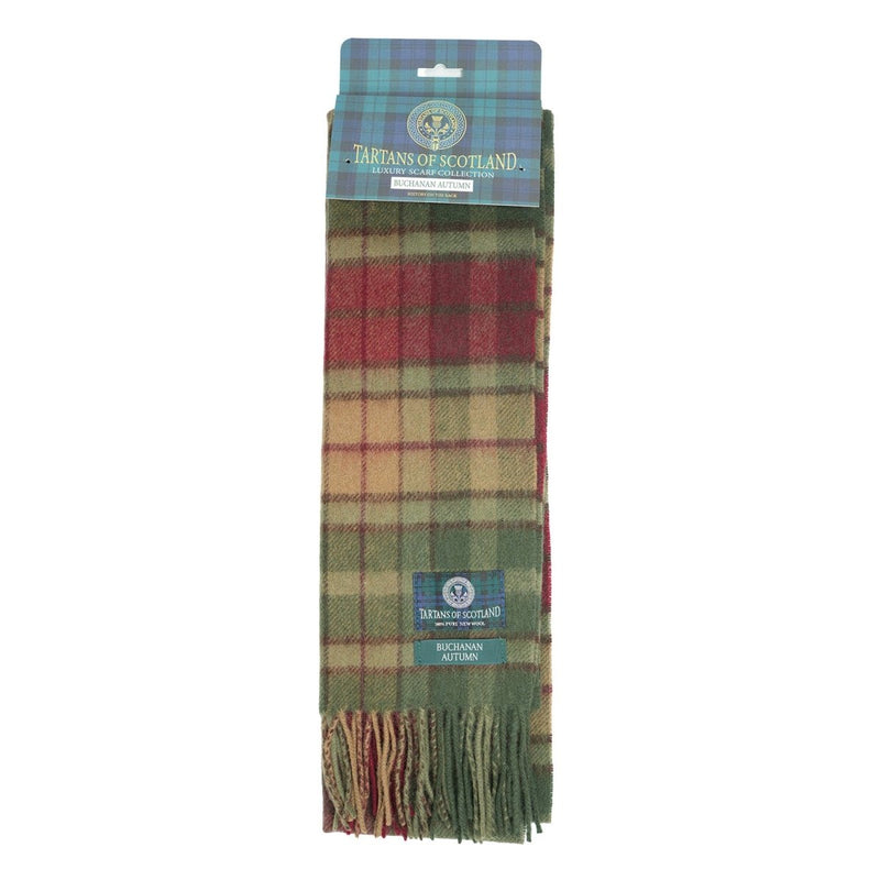 Tartan of Scotland 100% Pure New Wool Clan Scarf - Buchanan Autumn - Heritage Of Scotland -