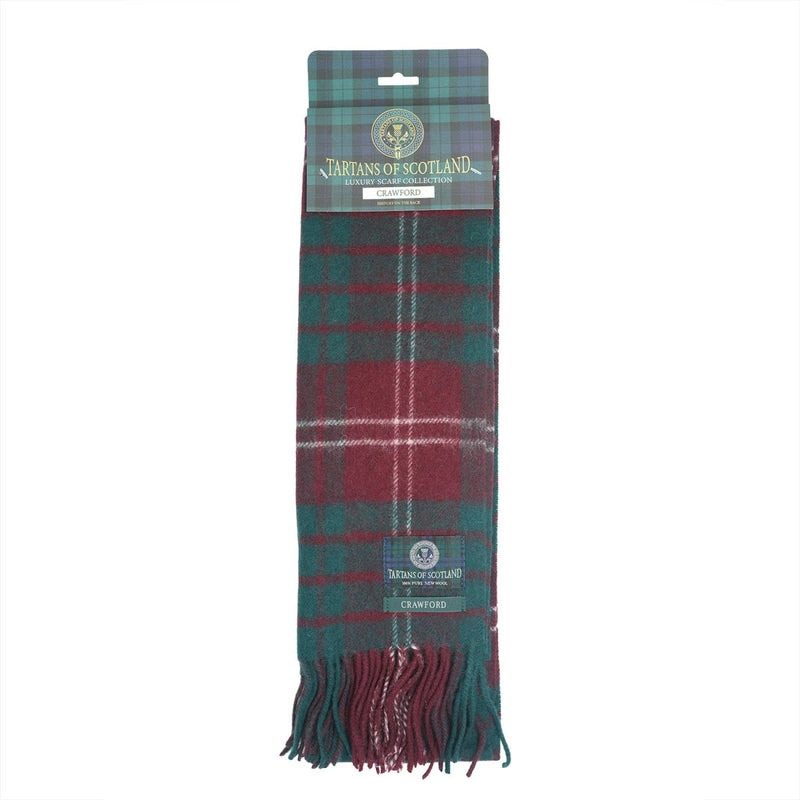 Tartan of Scotland 100% Pure New Wool Clan Scarf - Crawford - Heritage Of Scotland -