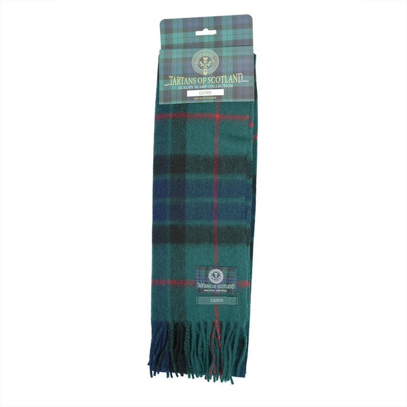 Tartan of Scotland 100% Pure New Wool Clan Scarf - Gunn - Heritage Of Scotland -