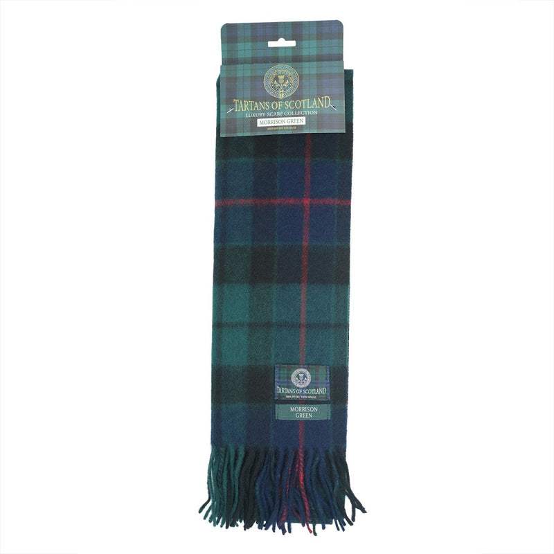 Tartan of Scotland 100% Pure New Wool Clan Scarf - Morrison Green - Heritage Of Scotland -