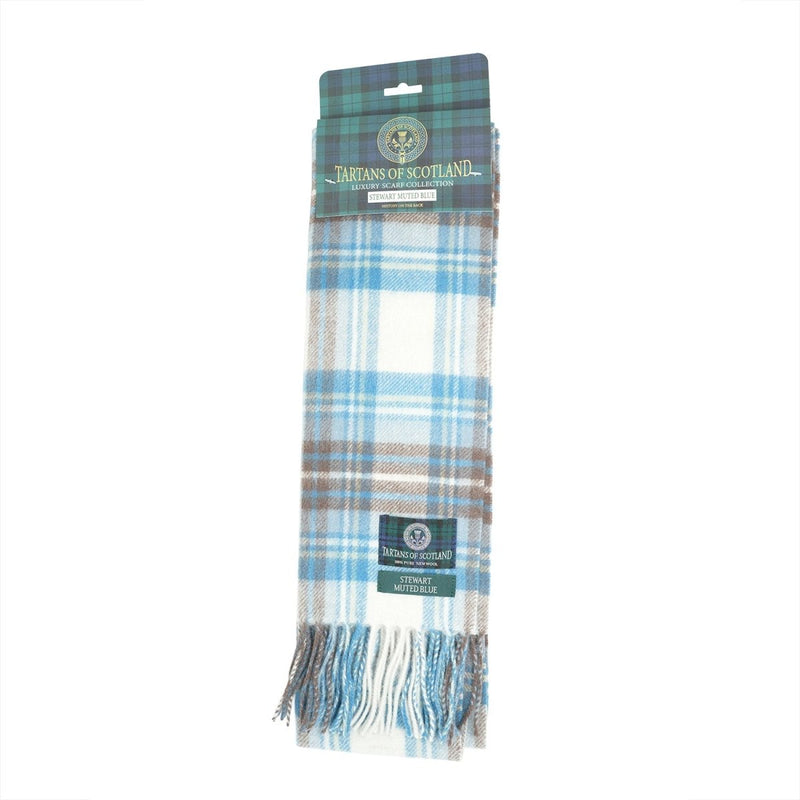 Tartan of Scotland 100% Pure New Wool Clan Scarf - Stuart Muted Blue - Heritage Of Scotland -
