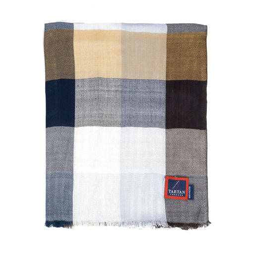 Tartan Stole Square Check - Navy Blue - Heritage Of Scotland - SQUARE CHECK - NAVY BLUE