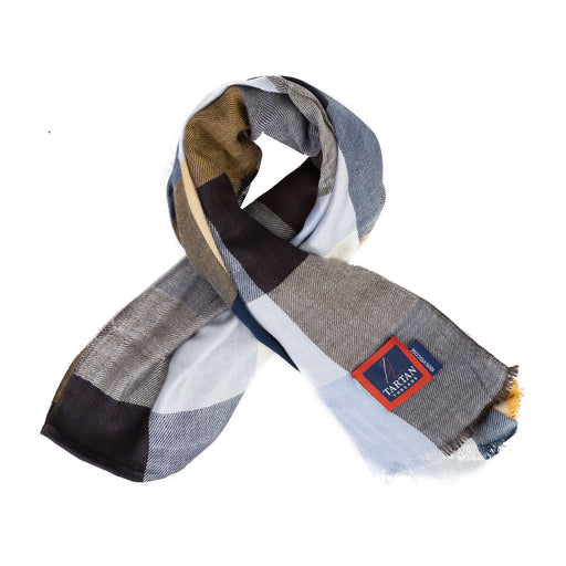 Tartan Stole Square Check - Navy Blue - Heritage Of Scotland - SQUARE CHECK - NAVY BLUE